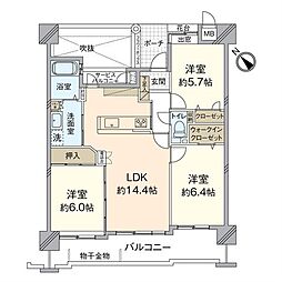 リヴィエール下曽根駅南口 3LDKの間取図画像