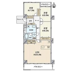 アーバンコーポ八幡 3LDKの間取図画像