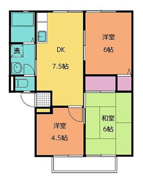 ウィンディア平川Ａ・Ｂ ｜広島県福山市東川口町3丁目(賃貸アパート3DK・2階・52.84㎡)の写真 その2