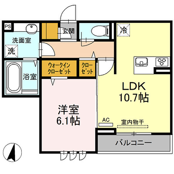 クシェル ｜広島県福山市引野町2丁目(賃貸アパート1LDK・2階・44.18㎡)の写真 その2