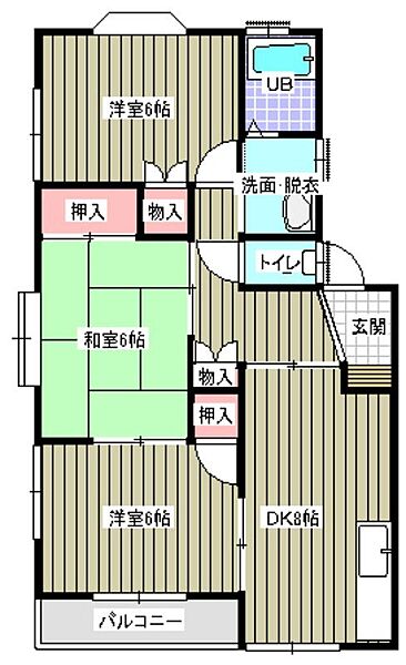 エトワール梶田 ｜広島県福山市幕山台1丁目(賃貸アパート3DK・2階・60.03㎡)の写真 その2