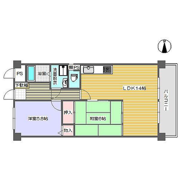 メゾン無憂館 ｜広島県福山市春日町5丁目(賃貸マンション2LDK・4階・57.70㎡)の写真 その2