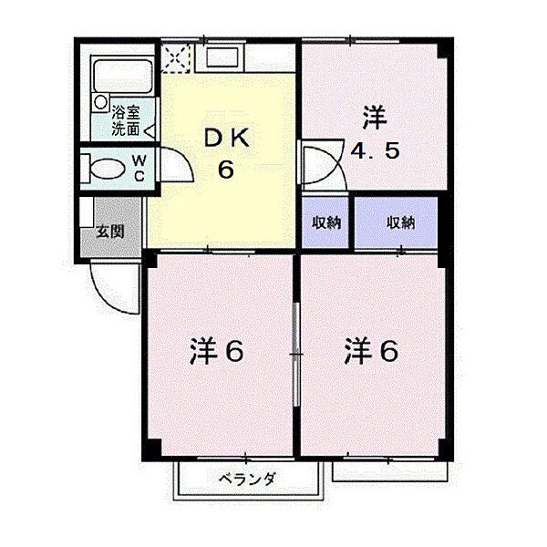 シティハイツむつみＡ ｜広島県福山市引野町(賃貸アパート3DK・1階・44.50㎡)の写真 その2