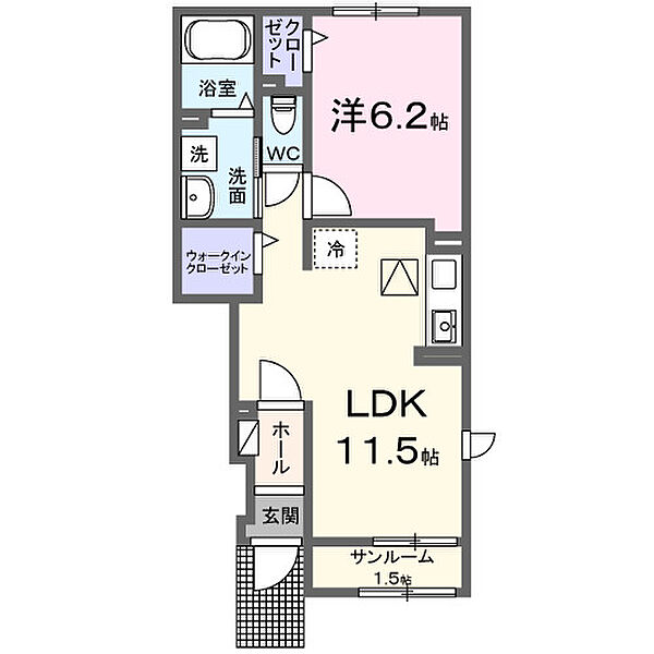 ルナソレイユ ｜広島県福山市千代田町2丁目(賃貸アパート1LDK・1階・43.61㎡)の写真 その2