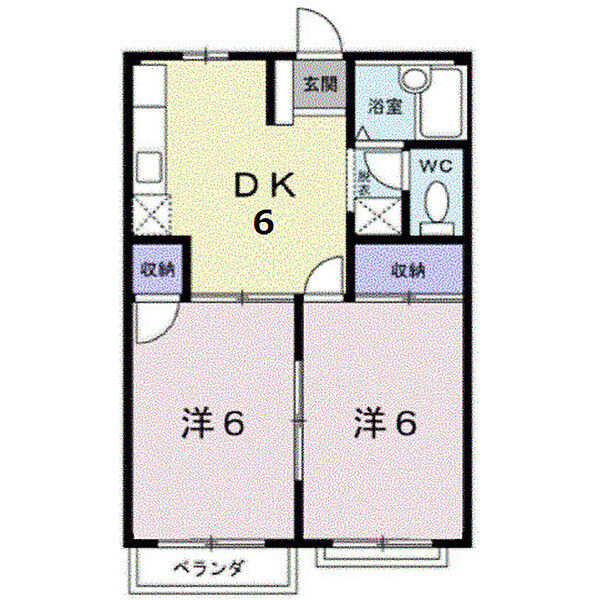 エルディム伊田 ｜広島県福山市東川口町4丁目(賃貸アパート2DK・2階・39.74㎡)の写真 その2