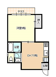 レジデンスＳ 1階1DKの間取り
