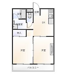 マンション葵1 2DKの間取図画像