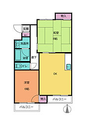 マンション葵II 3階2DKの間取り