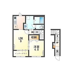 TAKE‐G（テイク　グラン） 2階1LDKの間取り