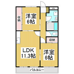 コージコート 2階2LDKの間取り
