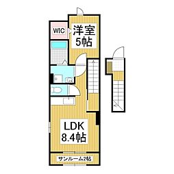 セイバリー　ベル 2階1LDKの間取り