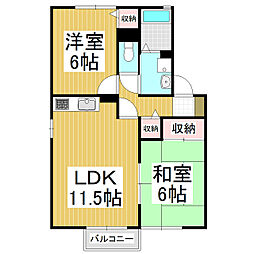アネックス小松 2階2LDKの間取り