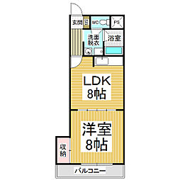 レークガーデンハイツ 1LDKの間取図画像