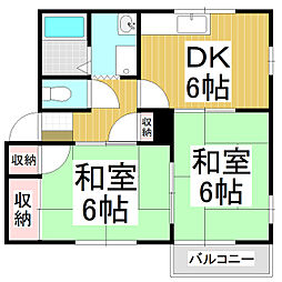 フレグランス信濃 2DKの間取図画像