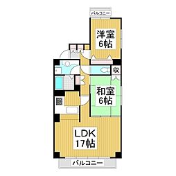 エクセルマンション九里巾 2LDKの間取図画像