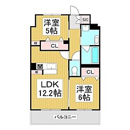 (仮)コンフォーティア広丘吉田III 2LDKの間取図画像