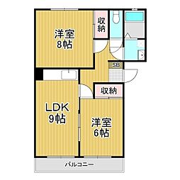 コーポかめや 2LDKの間取図画像