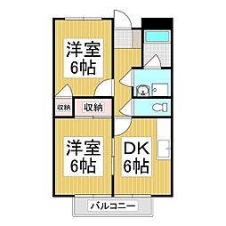 サープラスツー梨花 2DKの間取図画像