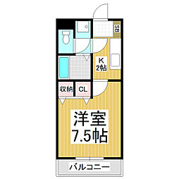 プライム草間 1Kの間取図画像