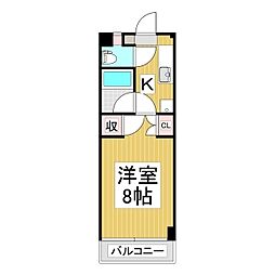 ヒューマンライフギブ&ギブB 1Kの間取図画像