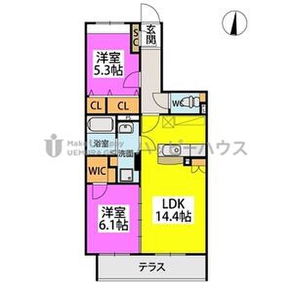 (仮称)昇町3丁目ビル 102｜福岡県春日市昇町３丁目(賃貸マンション2LDK・1階・63.28㎡)の写真 その2