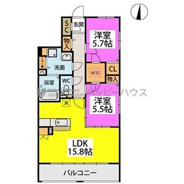 (仮称)昇町3丁目ビル 501｜福岡県春日市昇町３丁目(賃貸マンション2LDK・5階・67.05㎡)の写真 その2