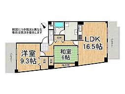 ネオコーポ明舞壱番館 2LDKの間取図画像