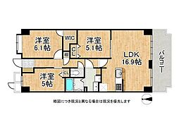 パレス朝霧 3LDKの間取図画像