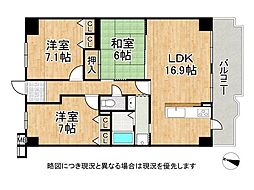 サンシティ朝霧 3LDKの間取図画像