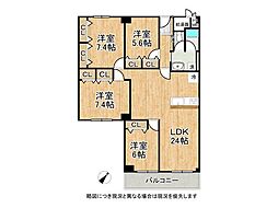 ガーデンハイツ須磨C棟 4LDKの間取図画像
