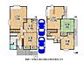 間取り：家族のコミュニケーションを大切にする2階建ての間取りは、リビングを中心にした設計です。快適な暮らしをサポートします。