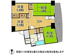 名谷7団地33号棟 4DKの間取図画像