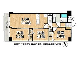 明石ダイヤハイツ1号棟 3LDKの間取図画像