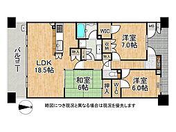 カルチェリベルテ学園都市サウスレジデンス 3LDKの間取図画像