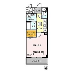 クレール 1階1Kの間取り