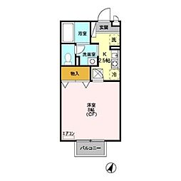 リヴェール 1階1Kの間取り