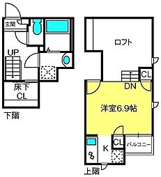 ＣＢ大和田セレーヌ 2階1Kの間取り