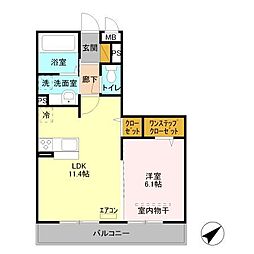 ロイヤルローズ 3階1LDKの間取り