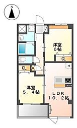 リベルテ 3階2LDKの間取り