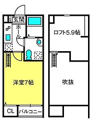 Ｇｒａｃｉａｓ 1階1Kの間取り