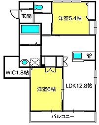 グラン・パ高鼻 2階2LDKの間取り