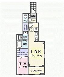 フローラル グレイス 1LDKの間取図画像