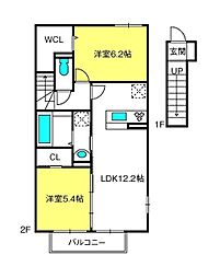 グランデ2 2LDKの間取図画像