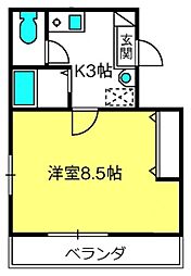 ニューシティヒル 1Kの間取図画像