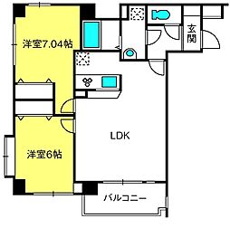 ディアコート七番館 2LDKの間取図画像