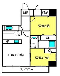 グランチェスタ 2LDKの間取図画像