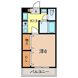 コーラル信栄 1Kの間取図画像