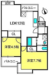 ファーストメゾン入間 2LDKの間取図画像