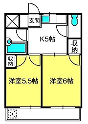 大東京戸田公園ハイツ 2Kの間取図画像