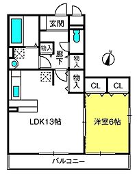 ラヴィーヌ 1LDKの間取図画像
